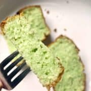 Slice of Pandan Cake with Yoghurt.