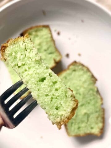 Slice of Pandan Cake with Yoghurt.
