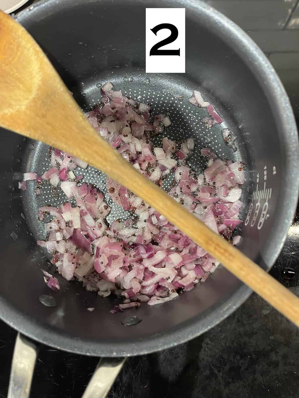 Sauteing onions.