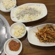 Korean ssamjang sauce and side dishes.