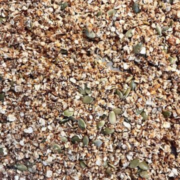 Savory Thai granola on a baking tray.