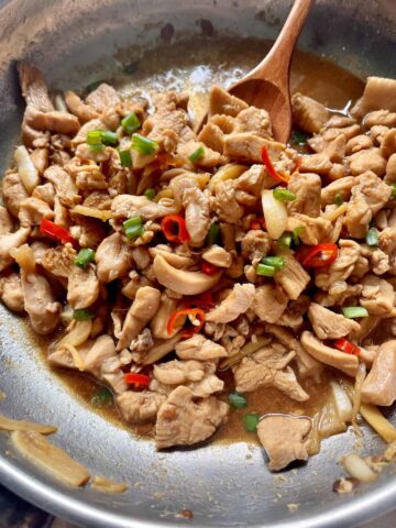 Stir fried chicken in Chinese bean paste.